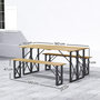 Voir la diapositive 3 : OUTSUNNY Ensemble table et 2 bancs en bois 6 personnes - table 160 cm avec espace parasol - acier épicéa