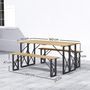Voir la diapositive 3 : OUTSUNNY Ensemble table et 2 bancs en bois 6 personnes - table 160 cm avec espace parasol - acier épicéa