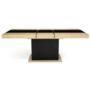 Voir la diapositive 3 : ID MARKET Table à manger extensible rectangle EDEN 6-10 personnes bois et noir bande centrale noire 160-200 cm