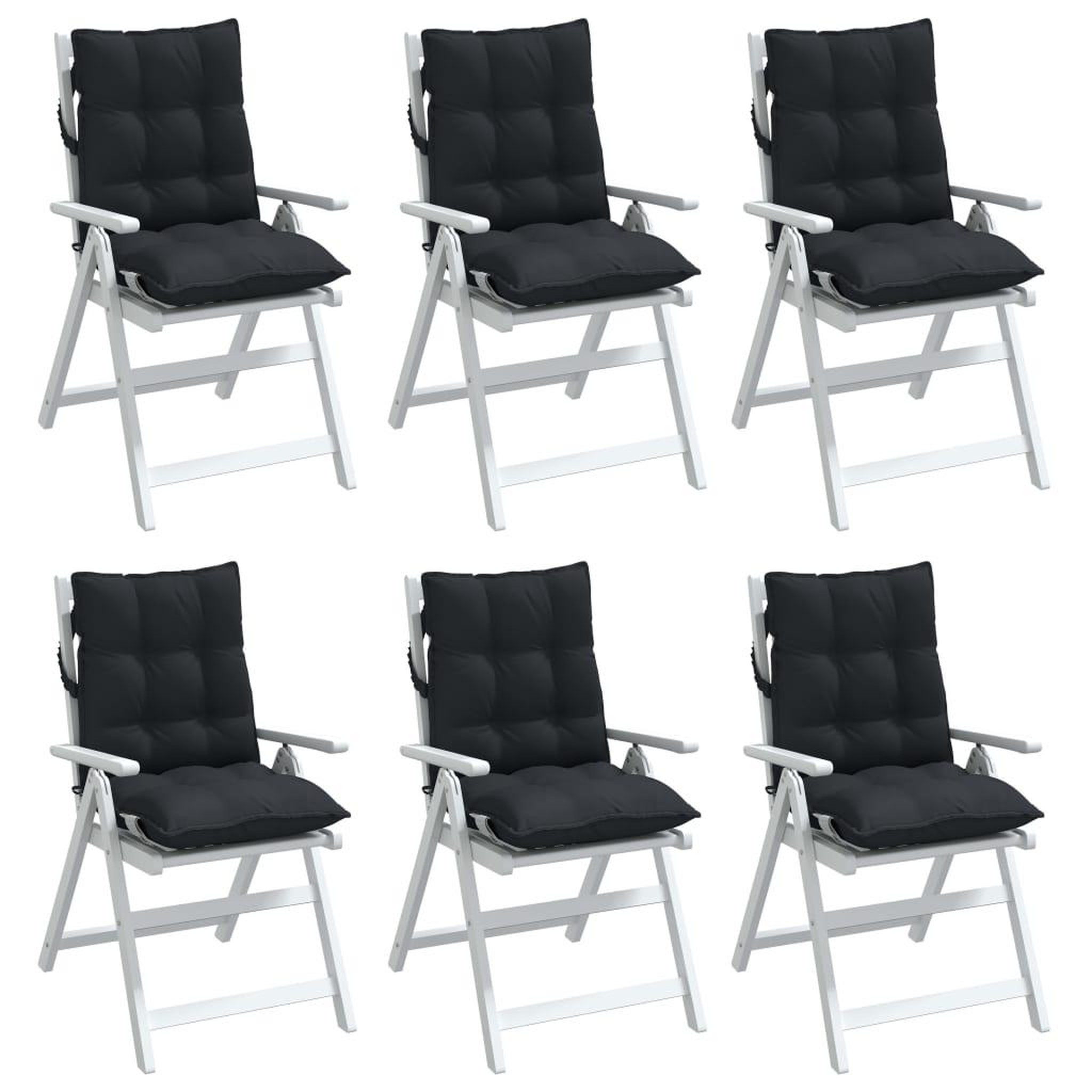 Voir la diapositive 4 : VIDAXL Coussins de chaise a dossier bas lot de 6 noir tissu oxford