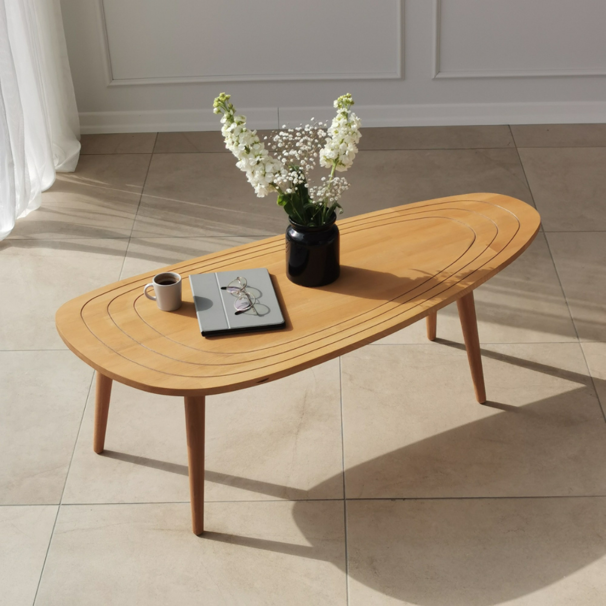 Voir la diapositive 2 : CONCEPT USINE Table basse style teck bois clair rana