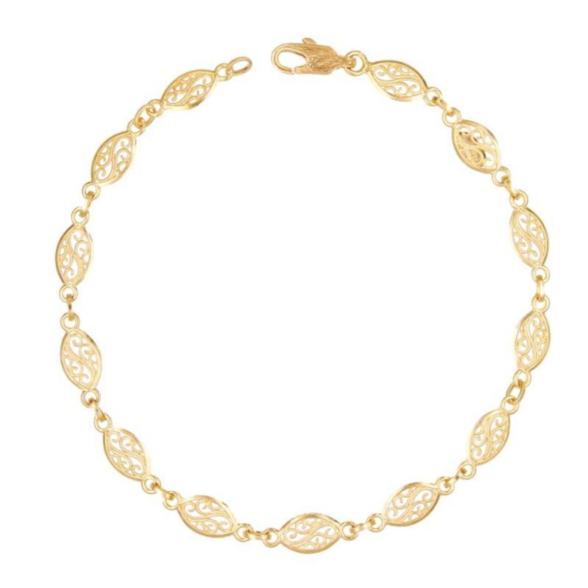 Bracelet En Maille Filigrane Plaqué Or 750/000 - Sans Nickel, Neuf Avec étiquette