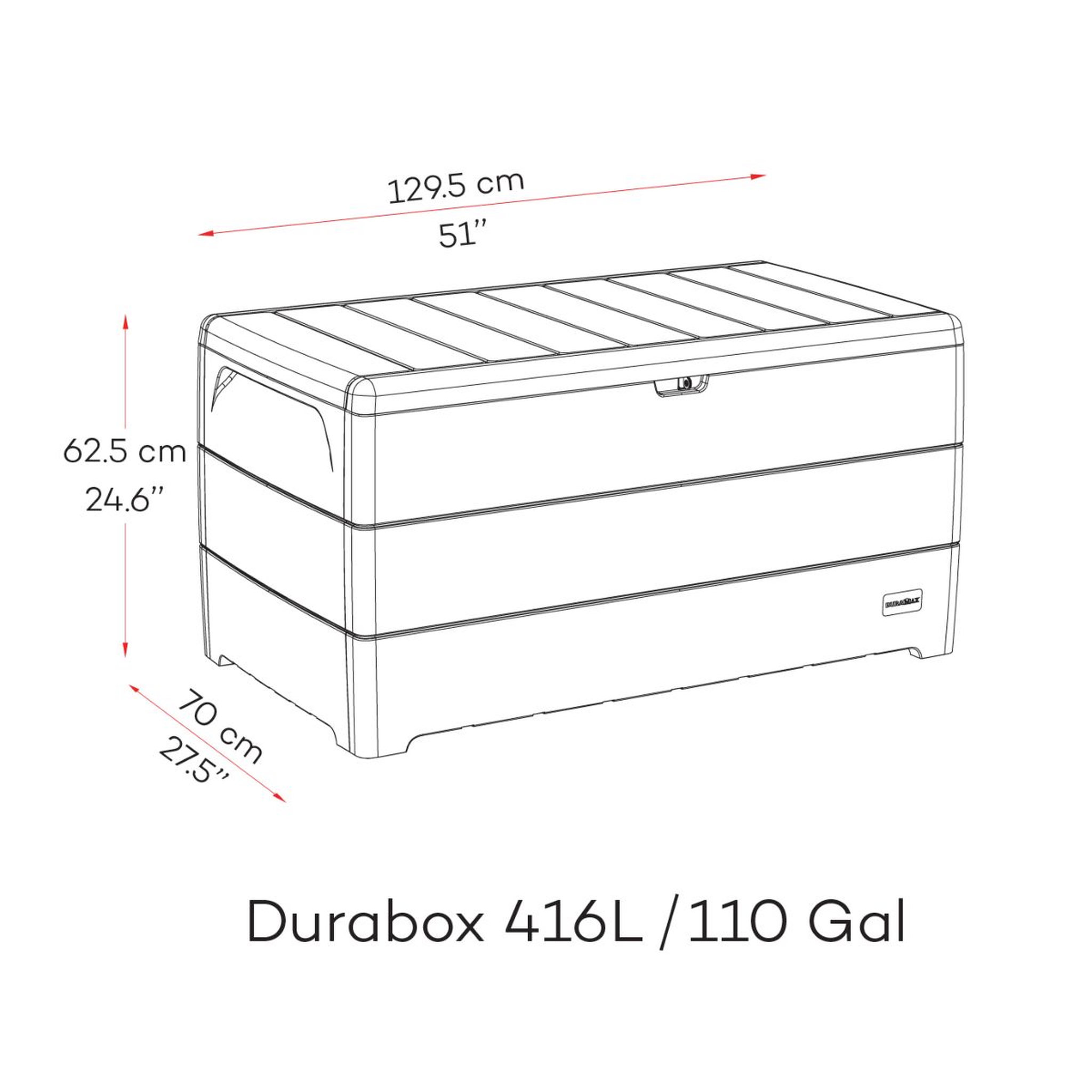Voir la diapositive 4 : DURAMAX Coffre de rangement jardin - Résine - Gris - 416L