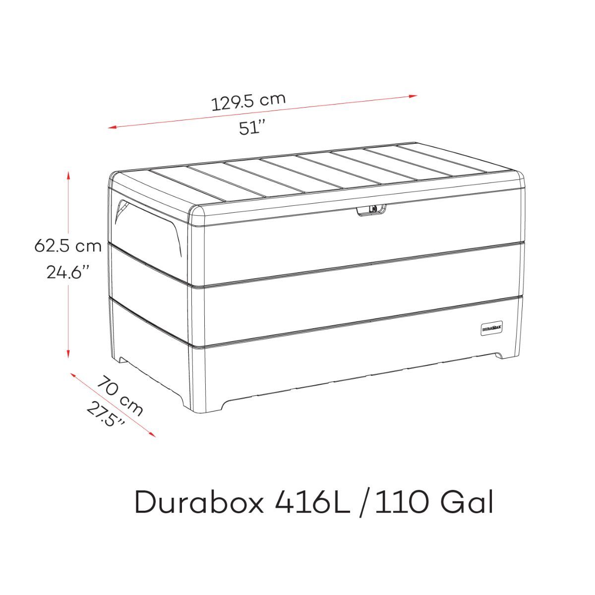 DURAMAX Coffre de rangement jardin - Résine - Gris - 416L