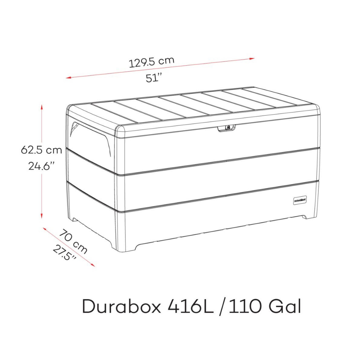 DURAMAX Coffre de rangement jardin - Résine - Gris - 416L