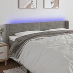 VIDAXL Tete de lit a LED Gris clair 183x16x78/88 cm Velours