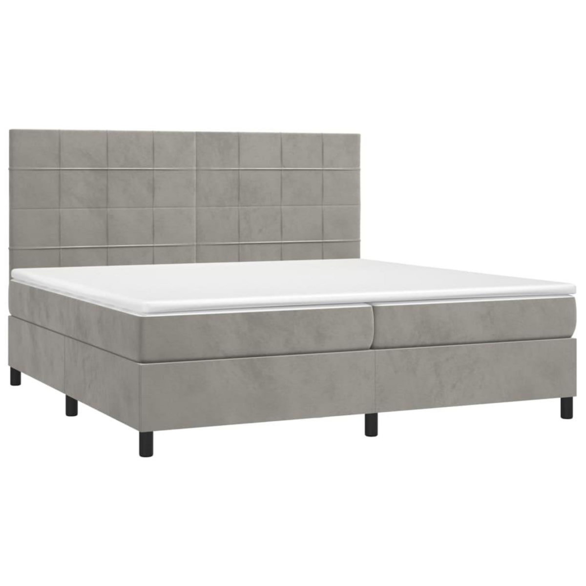 VIDAXL Sommier a lattes de lit et matelas Gris clair 200x200cm Velours