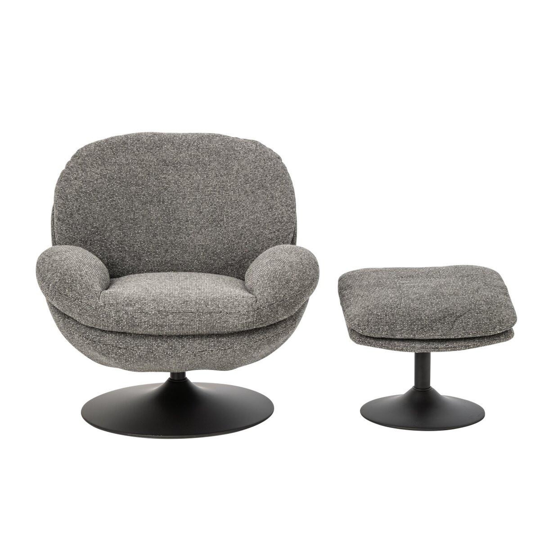 Voir la diapositive 2 : J-LINE Fauteuil avec pouf repose-pieds  helle  88cm gris