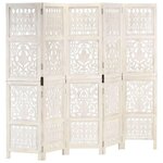 VIDAXL Cloison de separation 5 panneaux Blanc 200x165 cm Bois manguier