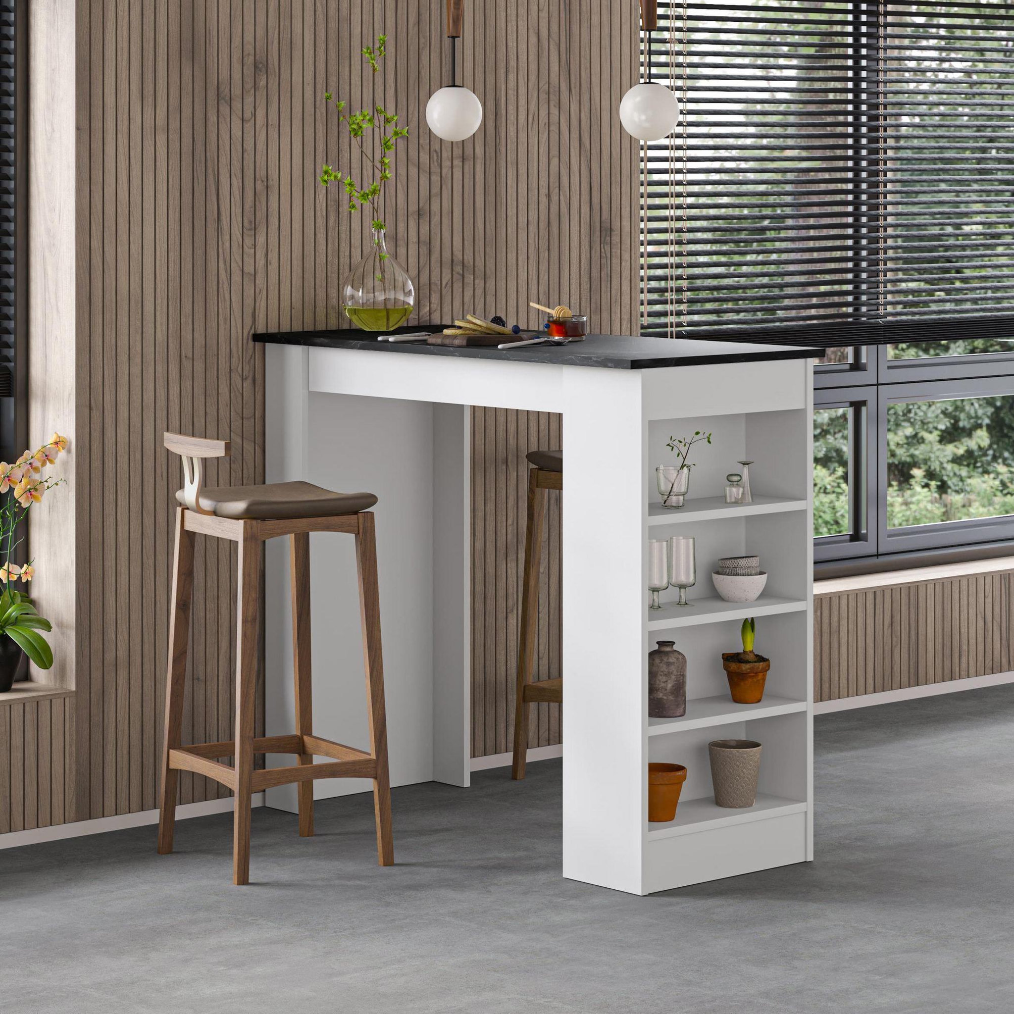 Voir la diapositive 2 : Habitat et Jardin Table de bar en bois  swallow  117 x 54 x 102 cm - bendir