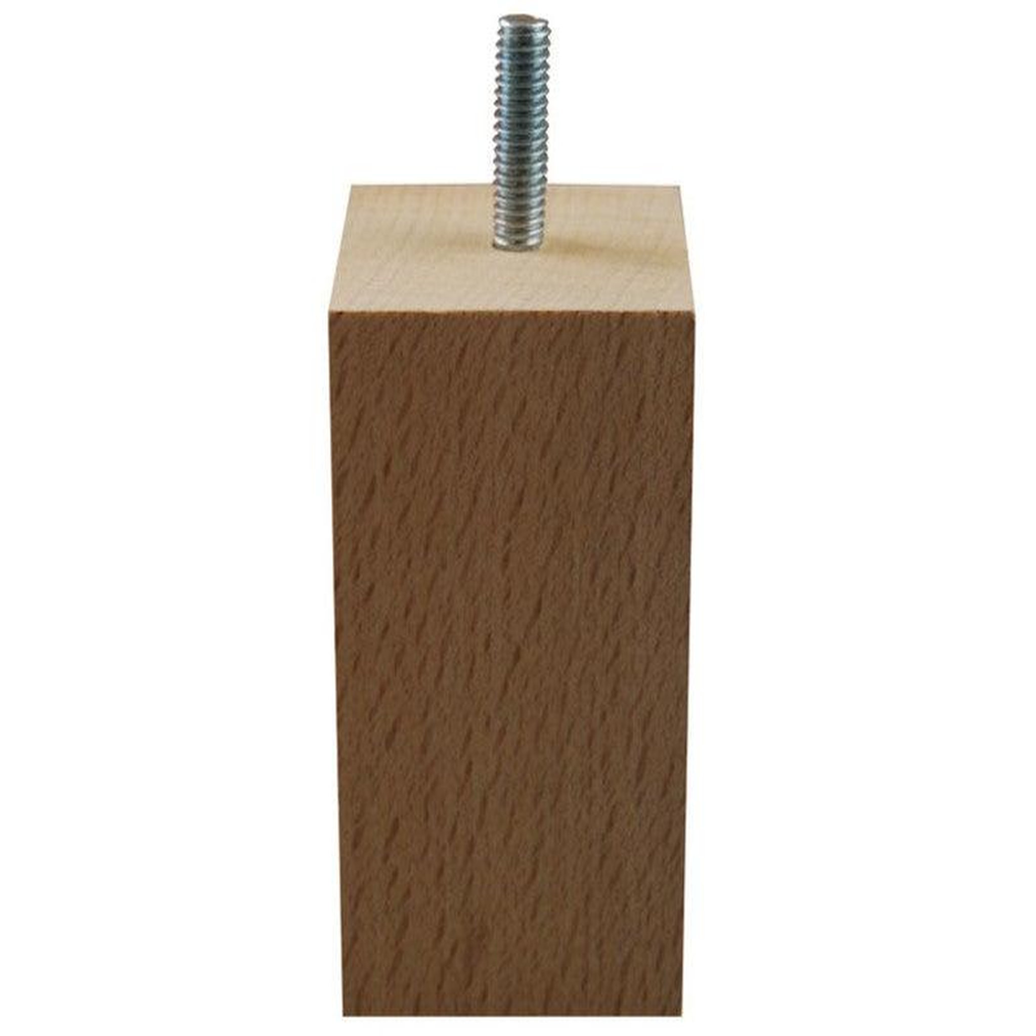 CIME Pied De Meuble Carré Fixe Hêtre Brut Blanc/Beige, 8 Cm