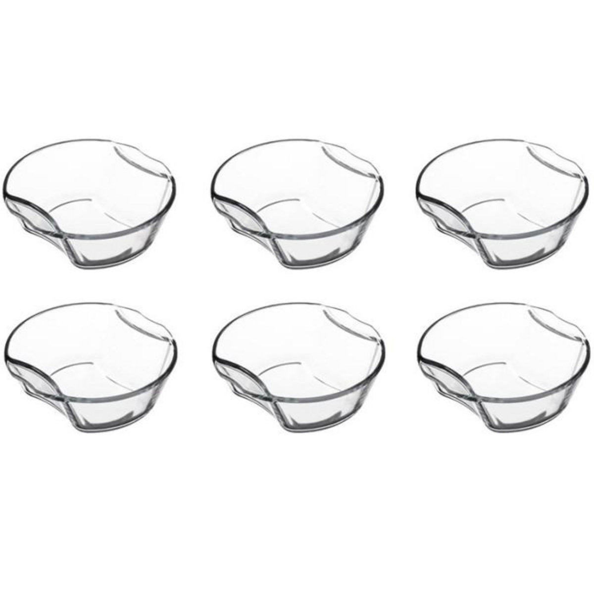 FIVE Lot de 6 Mini-Plats Ronds en Verre 16cm Transparent