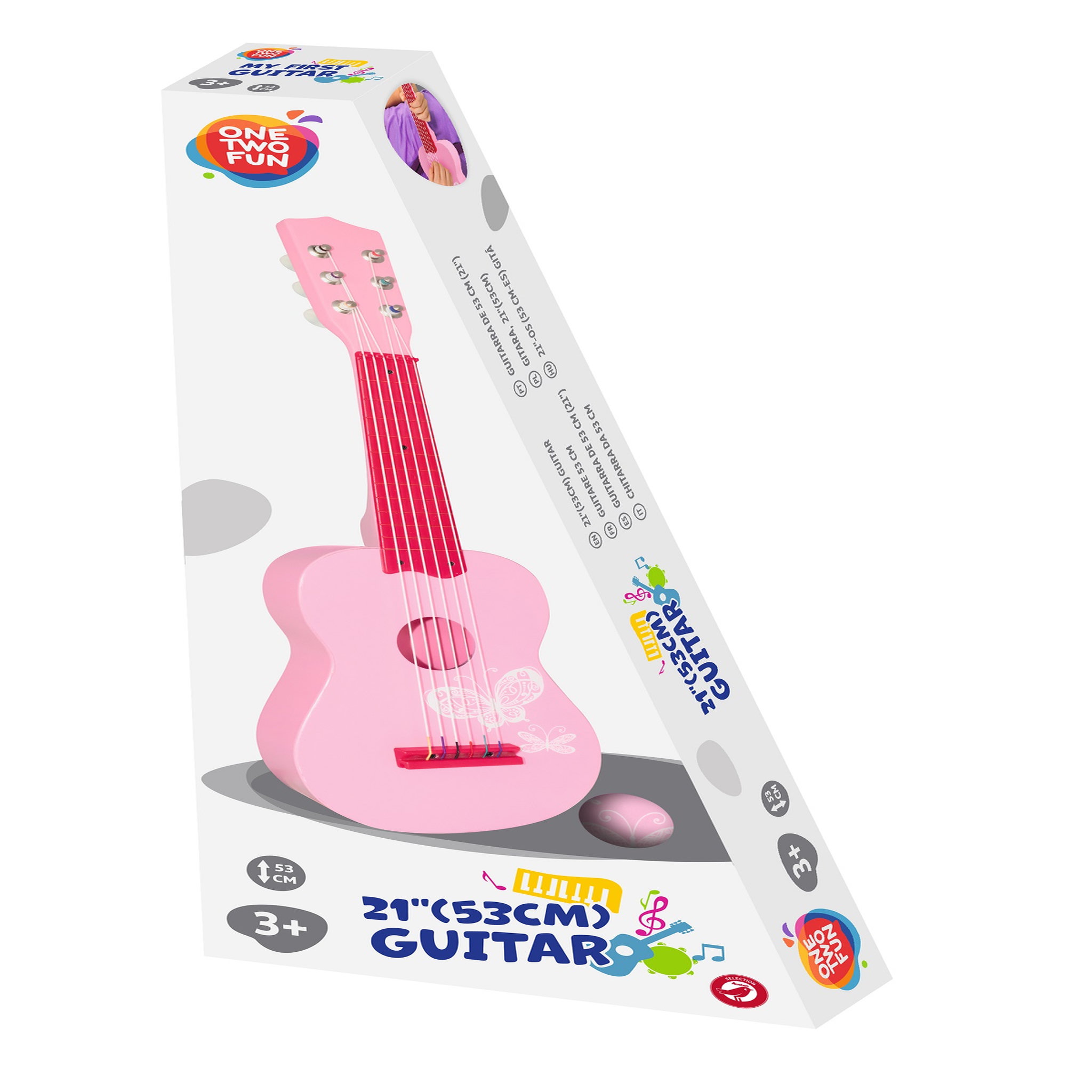 Voir la diapositive 2 : One Two Fun Ma première guitare en bois 53,4 cm - Rose
