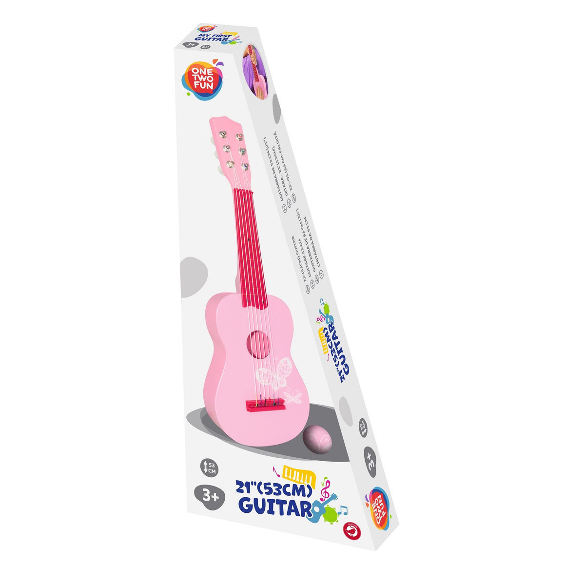 One Two Fun Ma première guitare en bois 53,4 cm - Rose