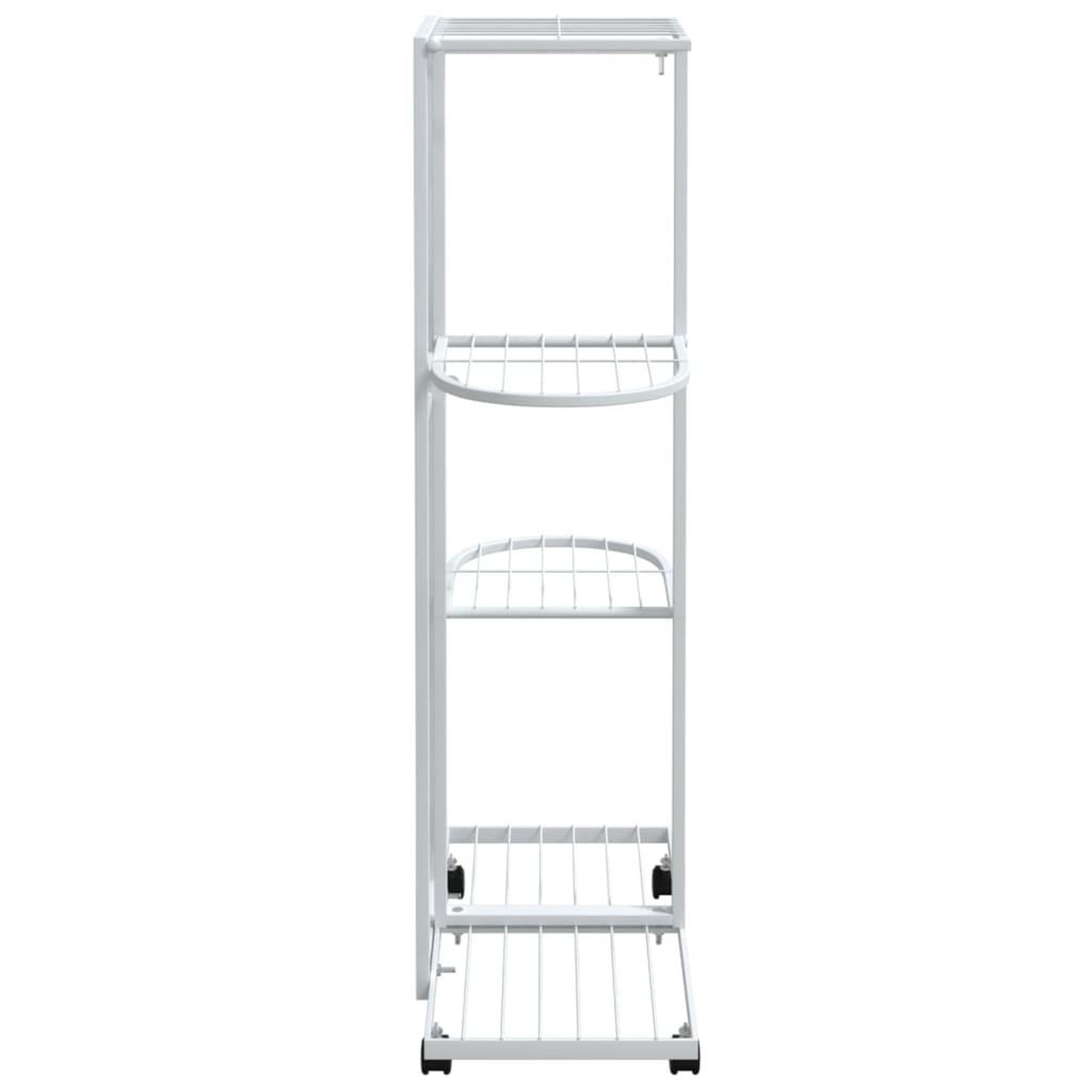 Voir la diapositive 4 : VIDAXL Jardiniere a 4 niveaux avec roues 44x23x80 cm Blanc Fer