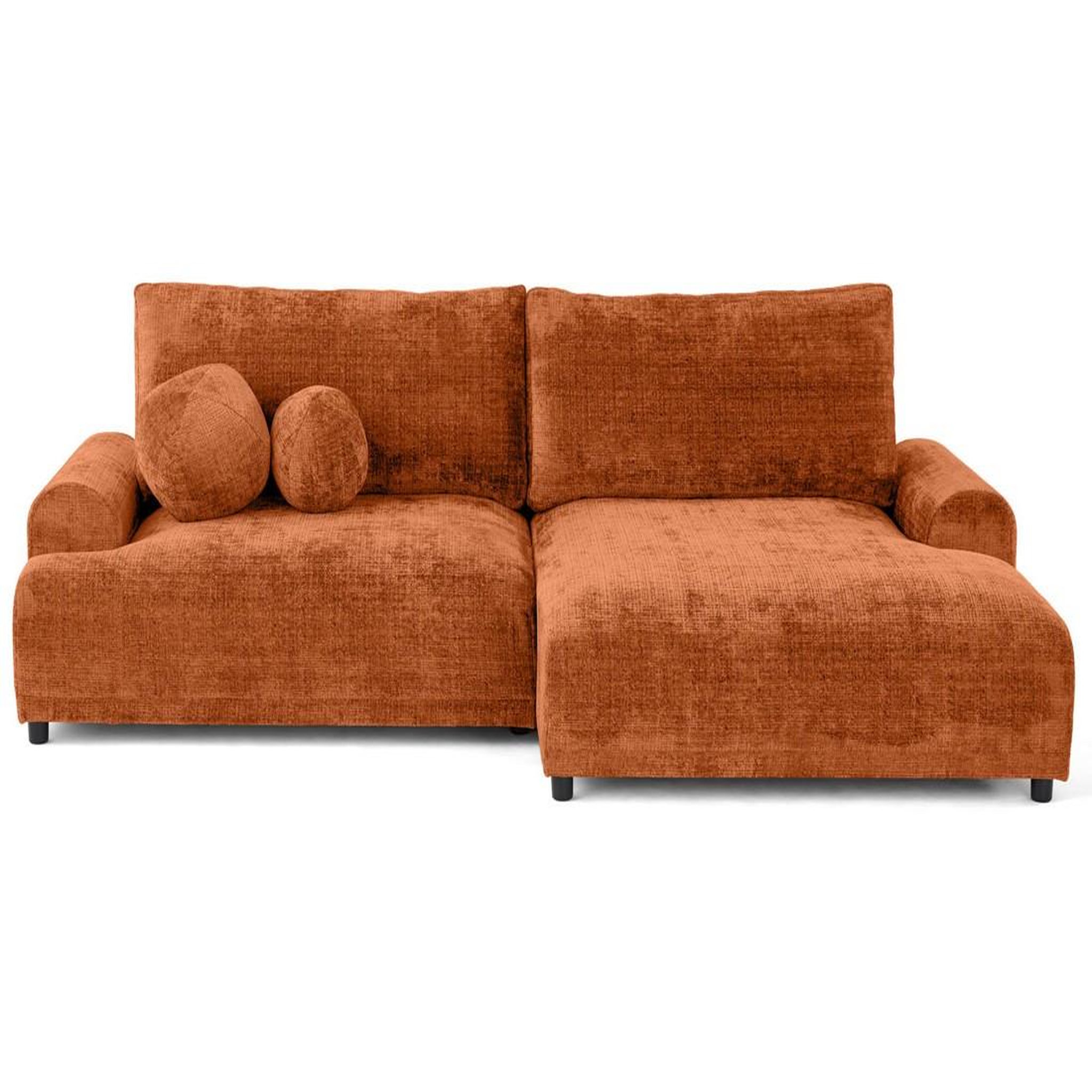 Voir la diapositive 1 : BEST MOBILIER Nelly - canapé d'angle droit 4 places convertible avec coffre en velours texturé