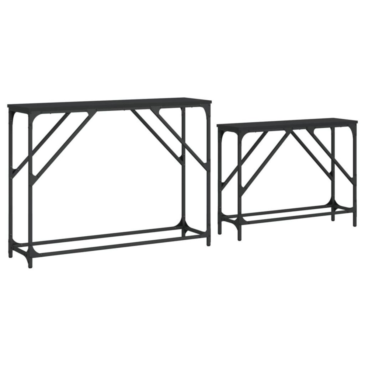 VIDAXL Tables console gigognes 2 pcs noir bois d'ingenierie