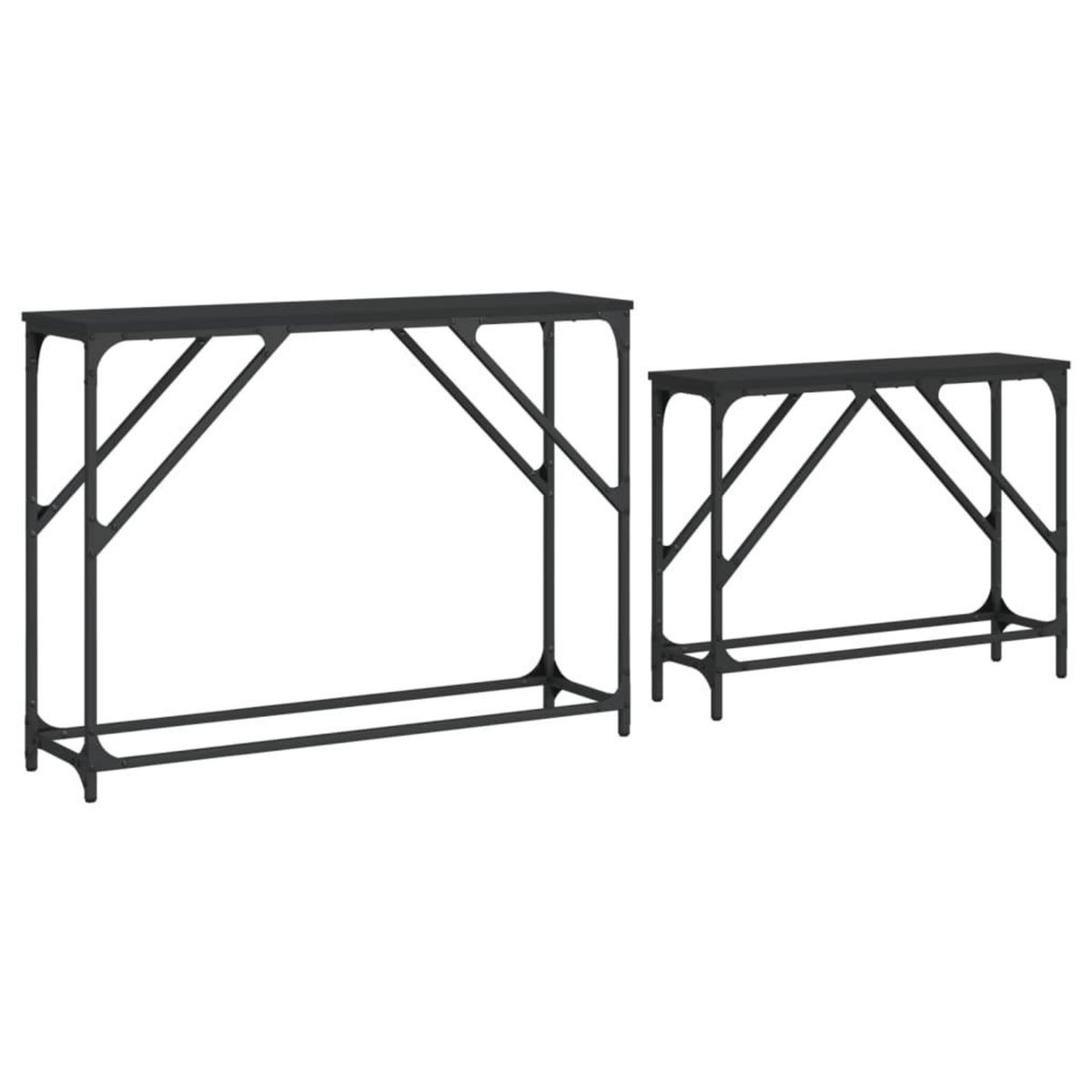 VIDAXL Tables console gigognes 2 pcs noir bois d'ingenierie