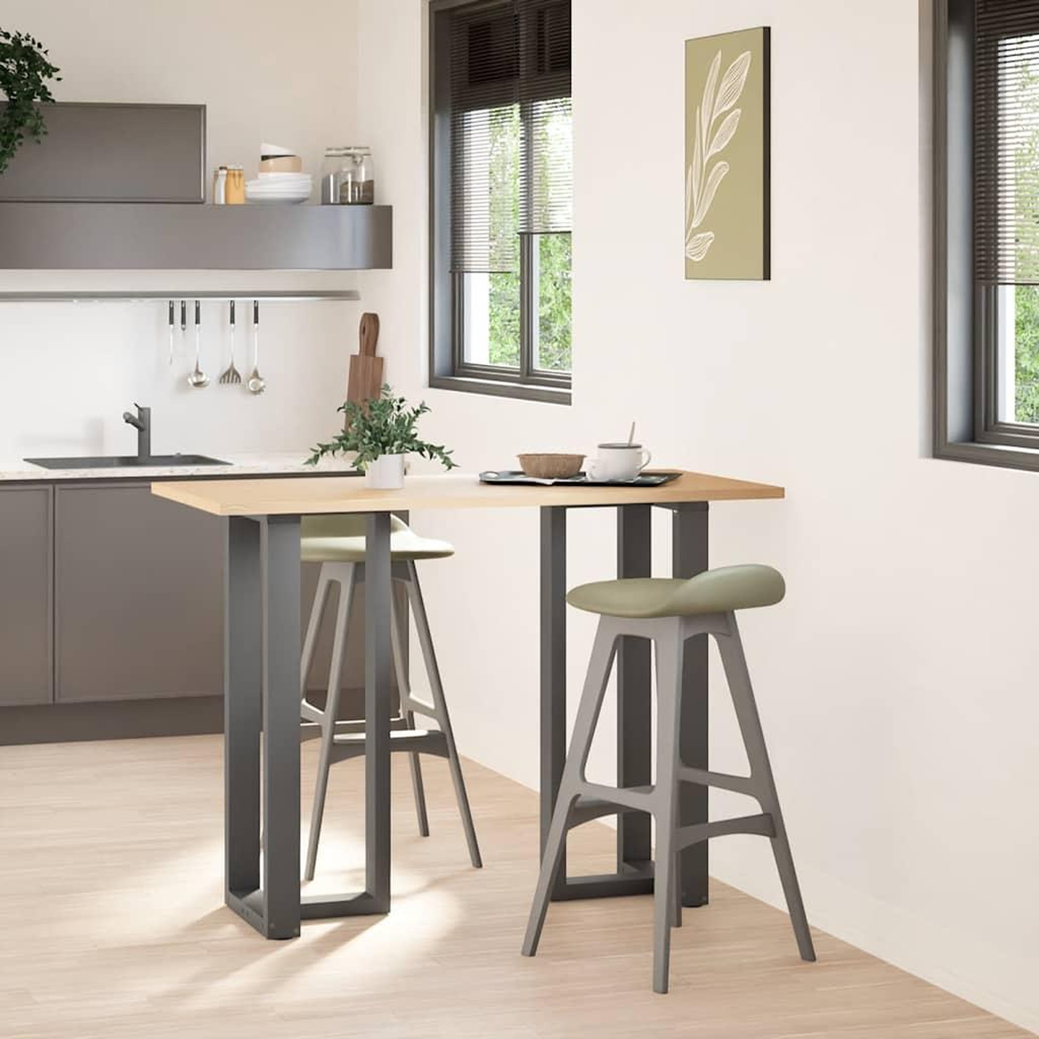 Voir la diapositive 2 : VIDAXL Pieds de table de bar forme de T 2 pcs anthracite acier