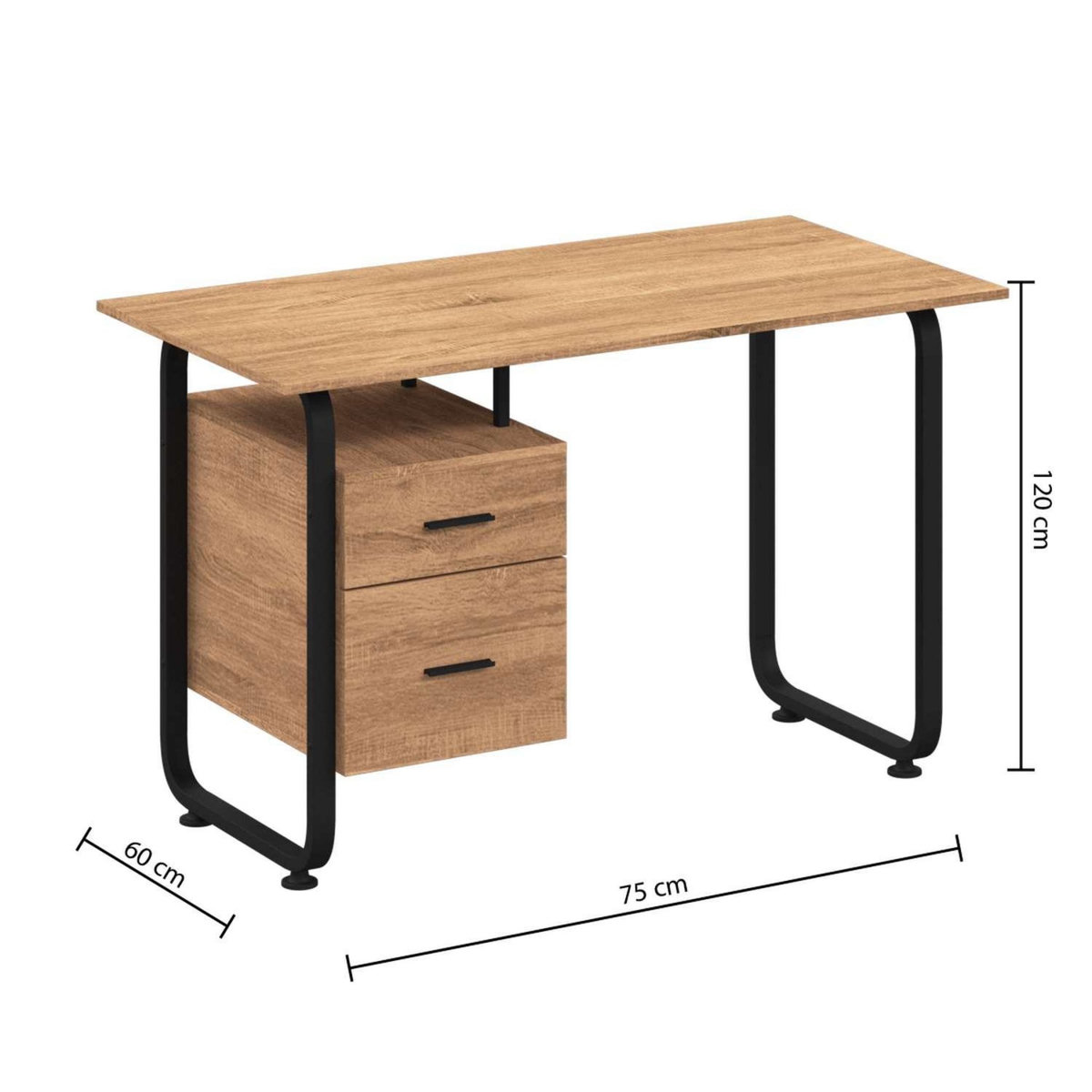 FIVE Bureau avec caisson en bois - Marron