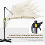 Voir la diapositive 5 : OUTSUNNY Parasol déporté carré inclinable manivelle avec pied en acier dim. 2,45L x 2,45l x 2,45H m métal alu. polyester haute densité beige