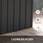 Voir la diapositive 5 : OUTSUNNY Coffre de rangement jardin capacité 450L - vérin à gaz, roulettes, poignée - acier PP anthracite