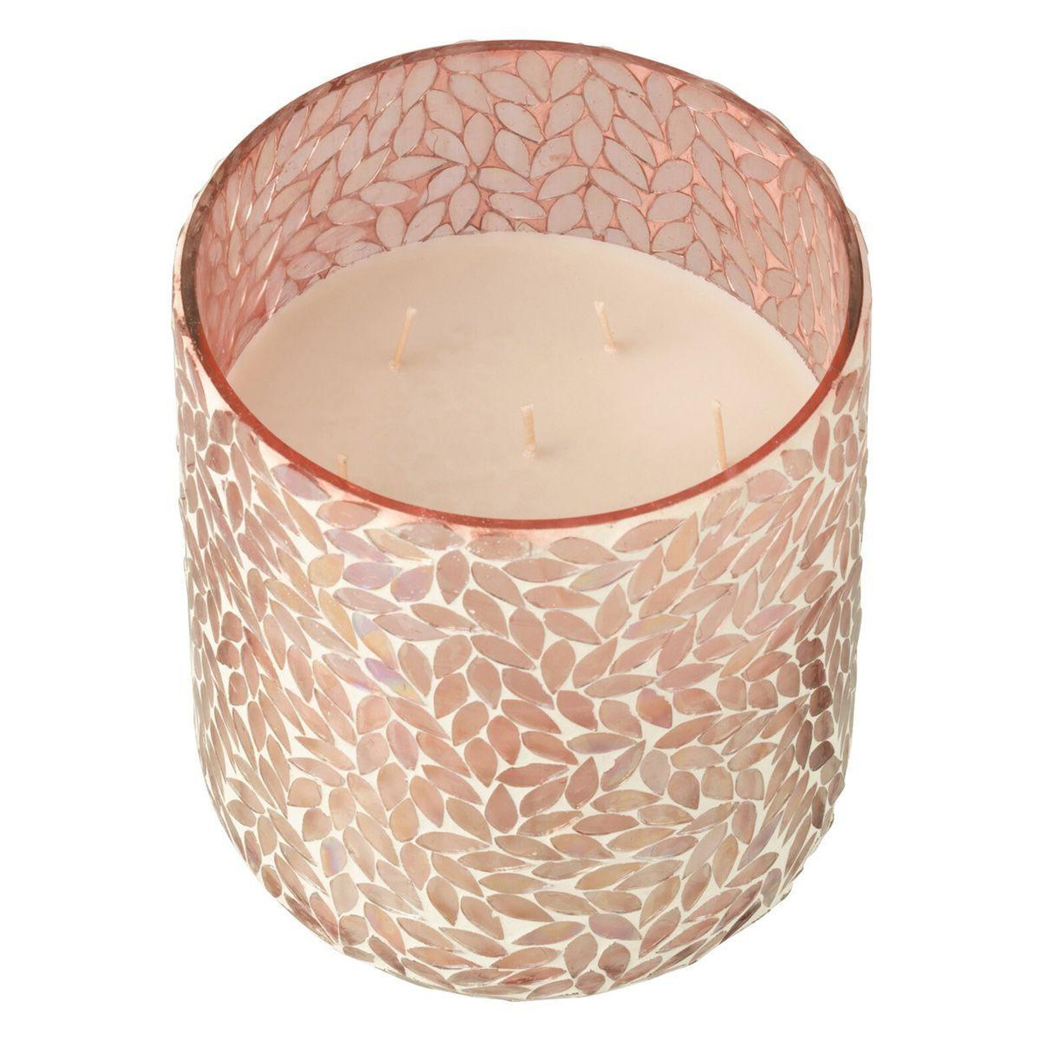 J-LINE Bougie parfumée mosaïque  cyra  20cm tender rose