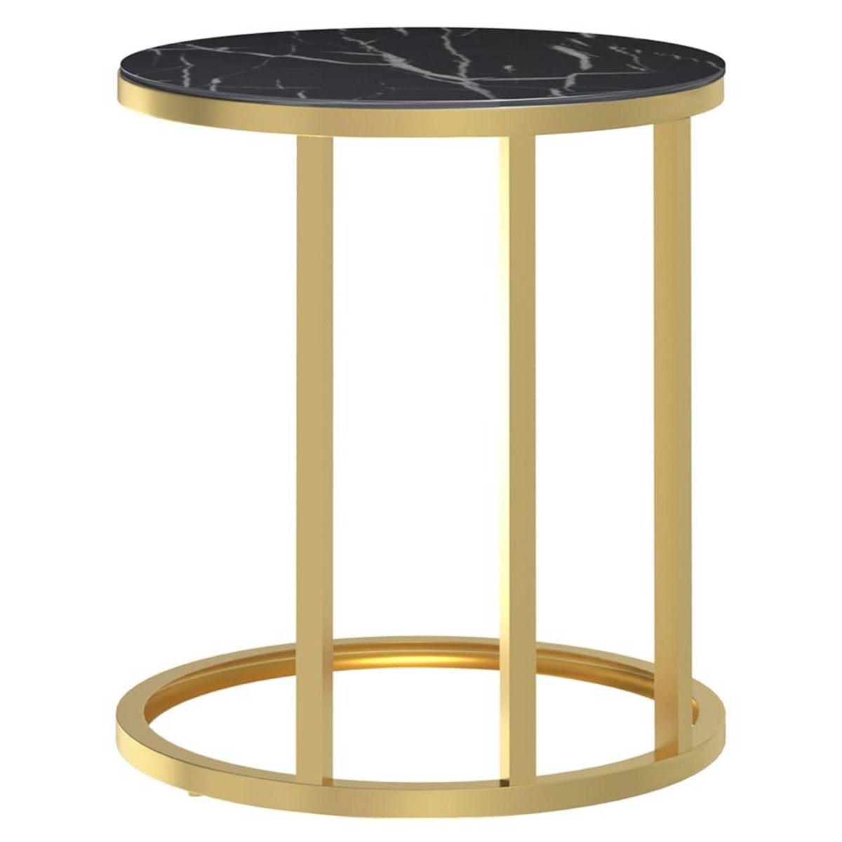 VIDAXL Table d'appoint Dore et marbre noir 45 cm Verre trempe
