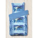 Dourev Housse de couette 140x200 Douceur bleu + 1 taie