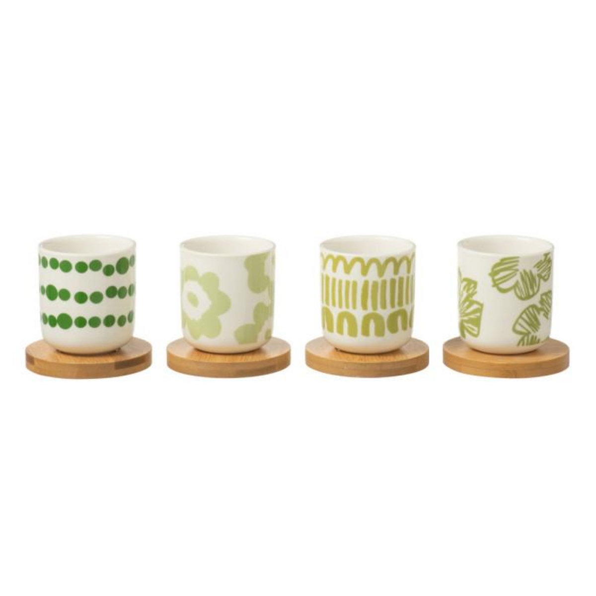 Paris Prix Lot de 4 Tasses à Café & Sous-Tasses  Fiesta Sud  10cl Vert