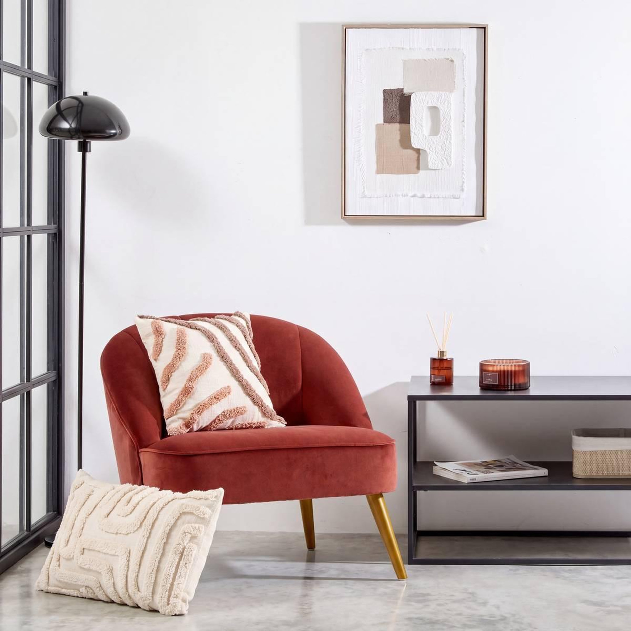 Voir la diapositive 6 : ATMOSPHERA Coussin déco tufté  hawki  40x40cm marron