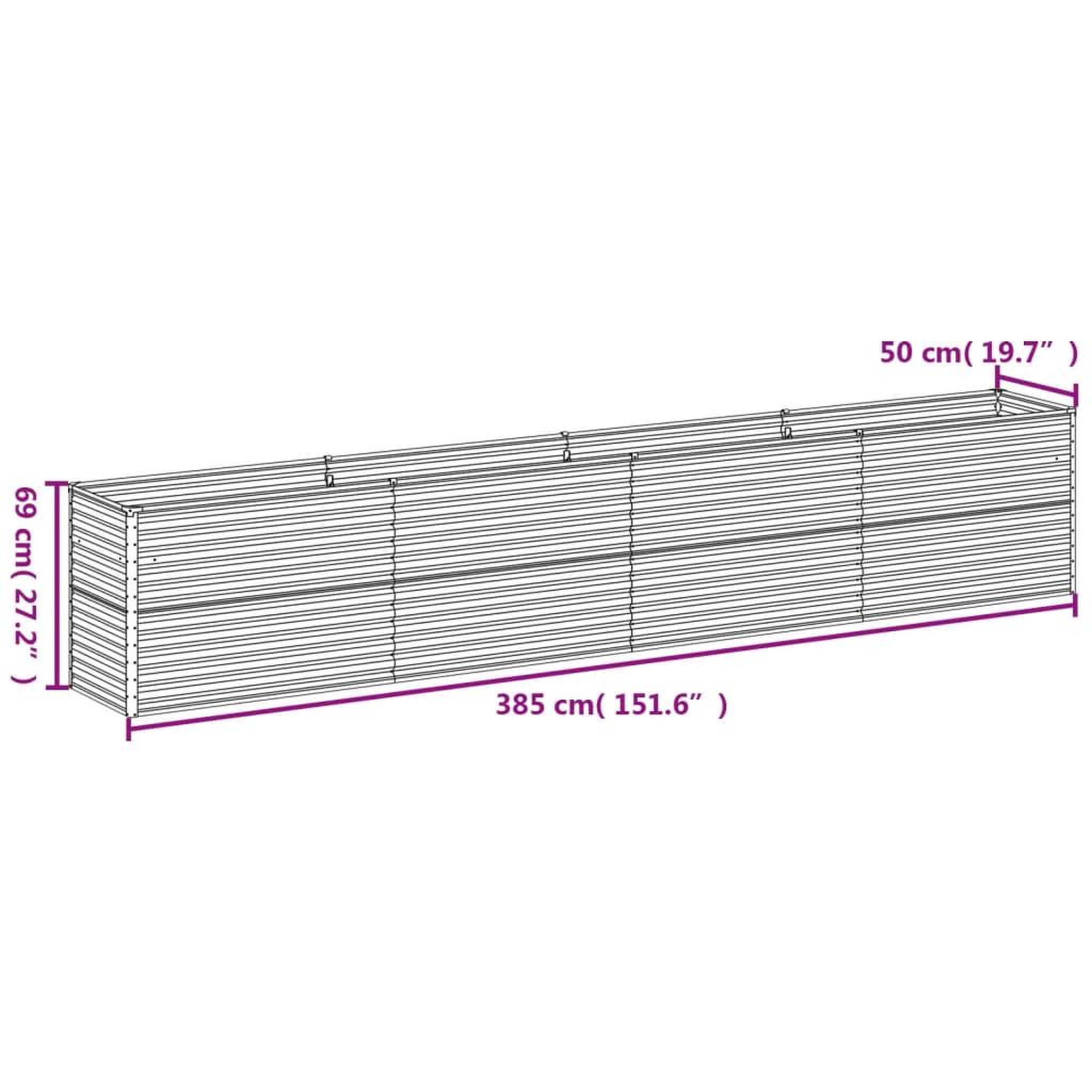 Voir la diapositive 6 : VIDAXL Lit sureleve de jardin 385x50x69 cm acier corten