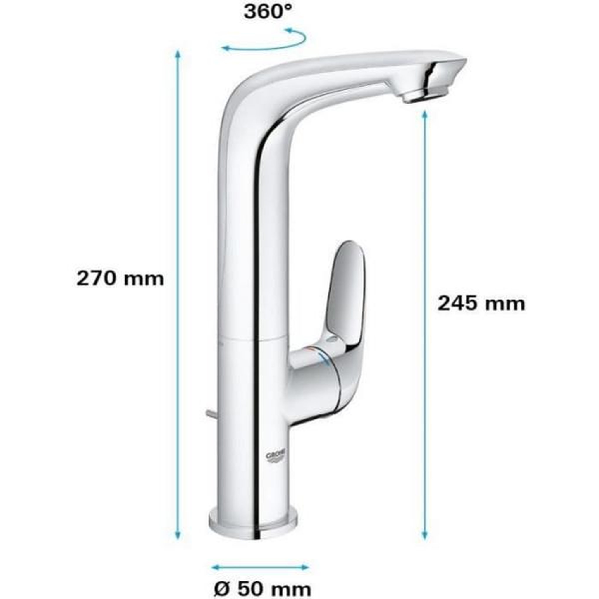 Voir la diapositive 3 : Grohe Grohe mitigeur monocommande lavabo taille l wave chromé 23584001