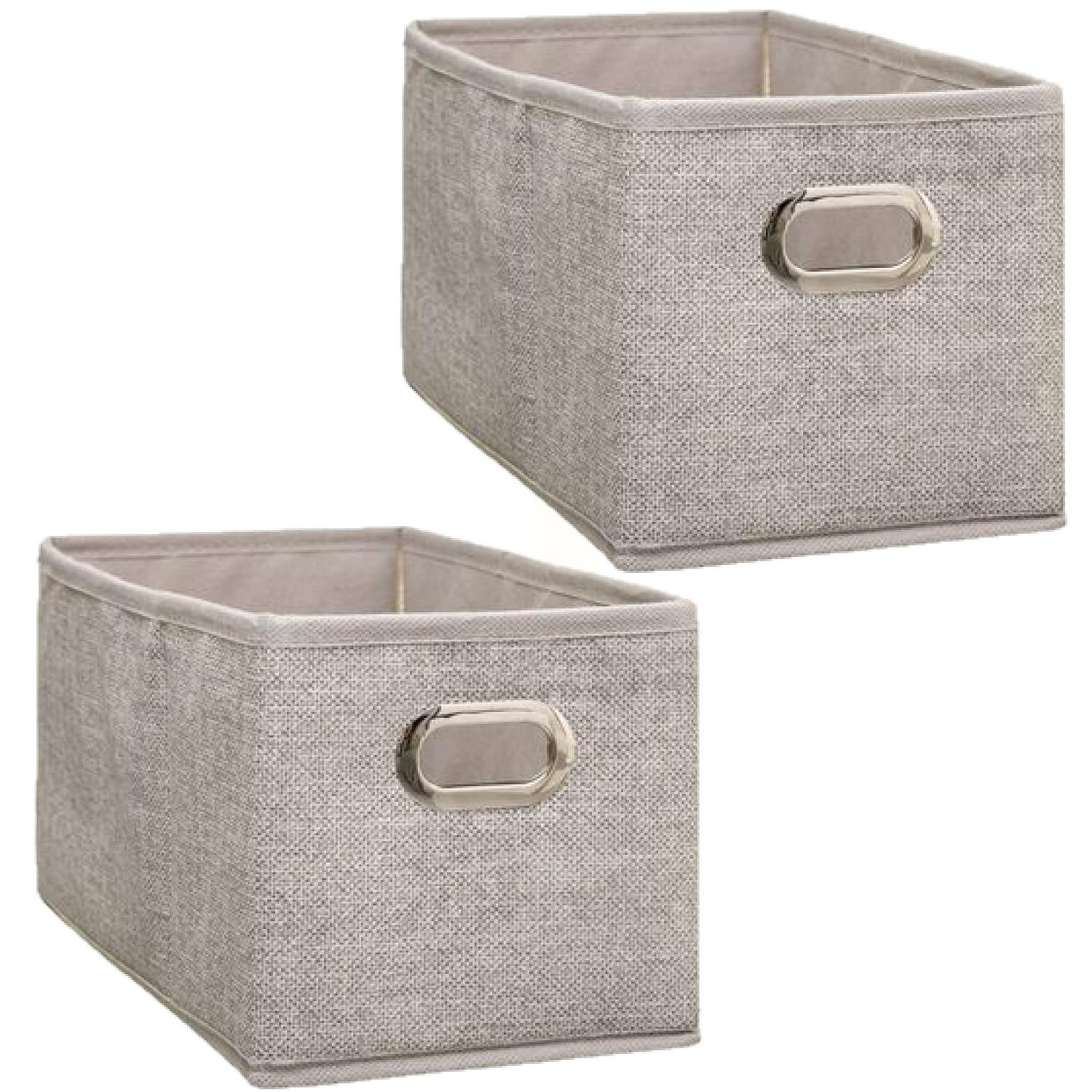TOILINUX Lot de 2 boites de rangement largeur 31 x hauteur 15 cm - beige chiné