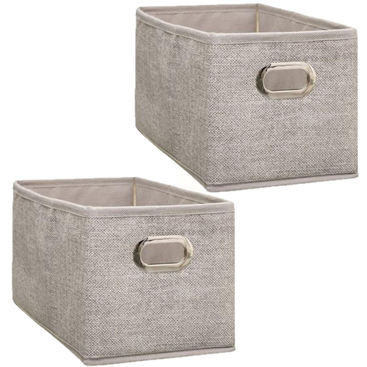 TOILINUX Lot de 2 Boites de rangement Largeur 31 x Hauteur 15 cm - Beige chiné