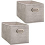 Voir la diapositive 1 : TOILINUX Lot de 2 Boites de rangement Largeur 31 x Hauteur 15 cm - Beige chiné