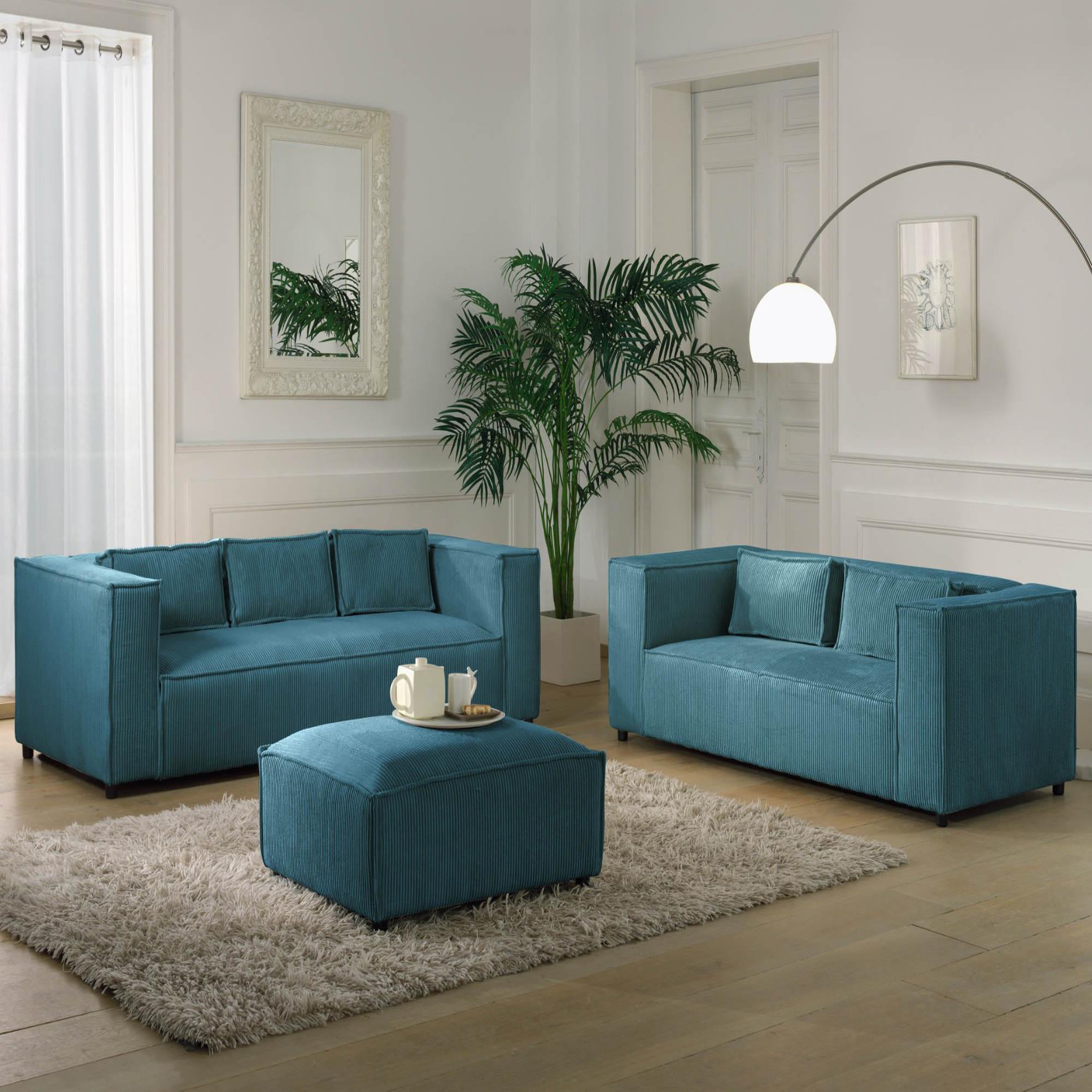 Voir la diapositive 4 : LISA DESIGN Stella - canapé fixe 3 places - en velours côtelé - style contemporain