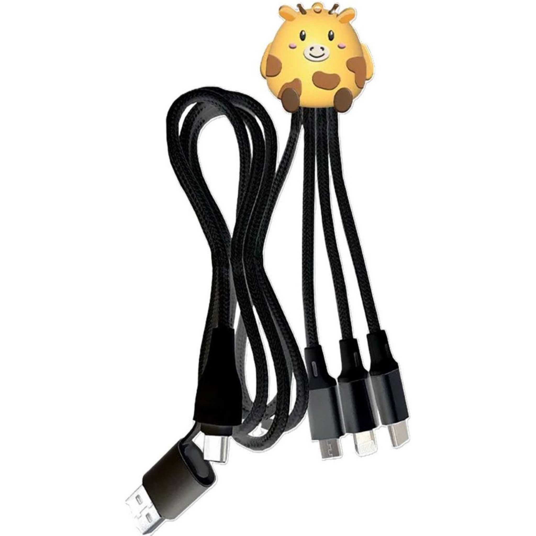 Voir la diapositive 3 : YELLO KOKO Câble de charge usb-a+c vers usb-c/micro/light 1m girafe