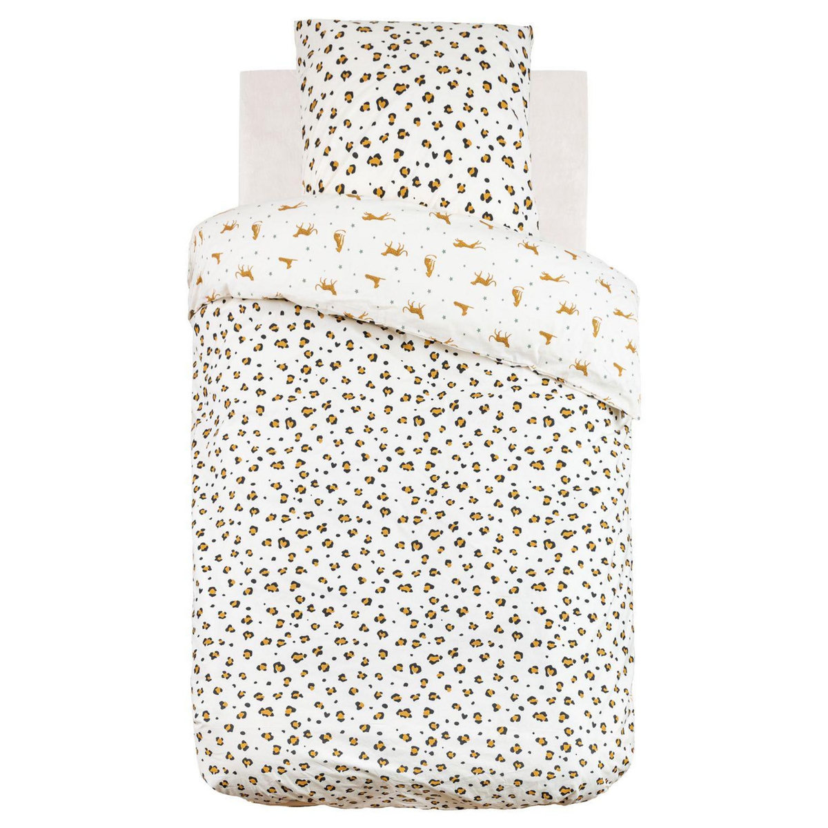 ATMOSPHERA Parure de lit enfant réversible léopard - 100% coton 57 fils/cm² - 140 x 200 cm
