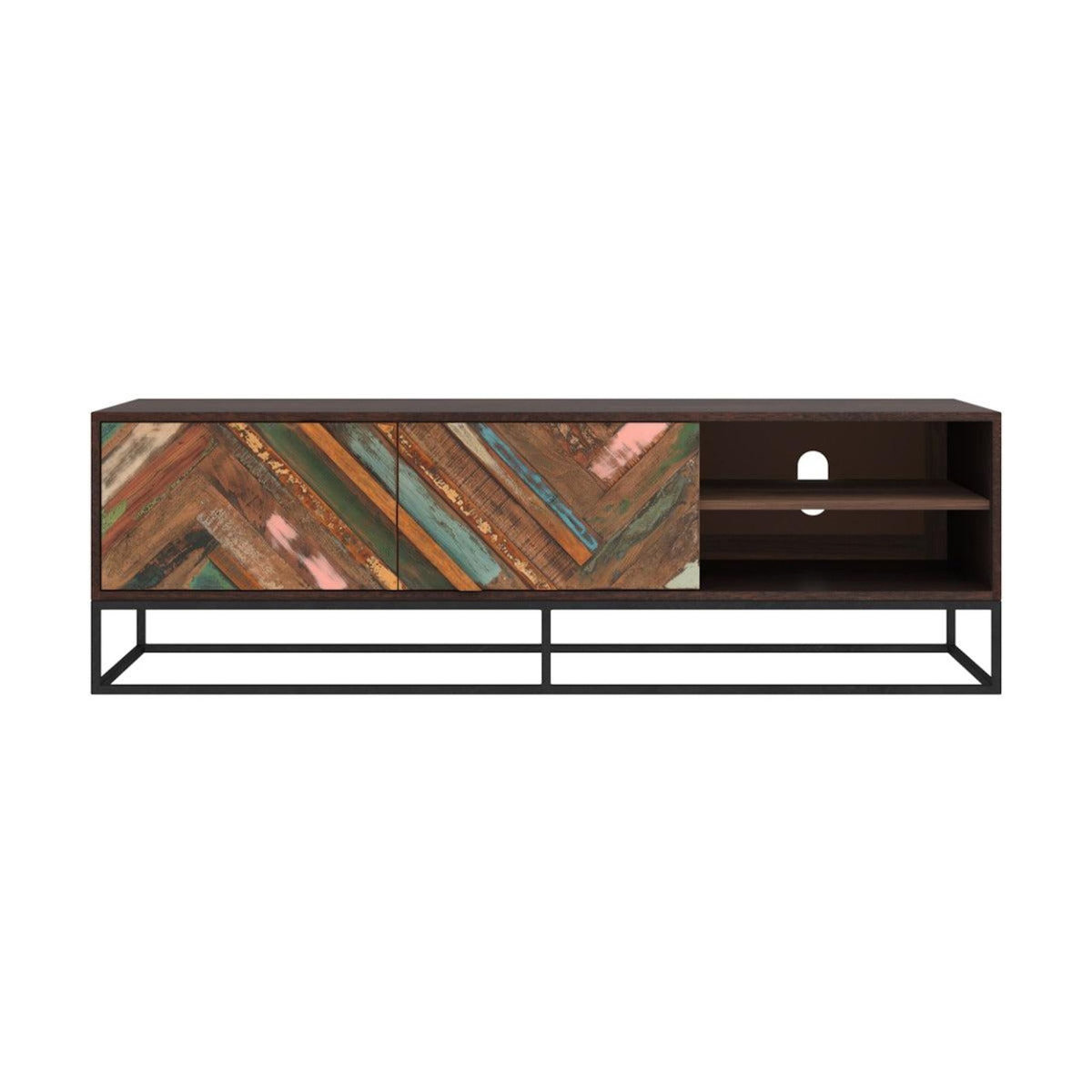 Rendez vous déco Meuble TV en bois d'acacia et bois recyclé 145 cm-Krabi