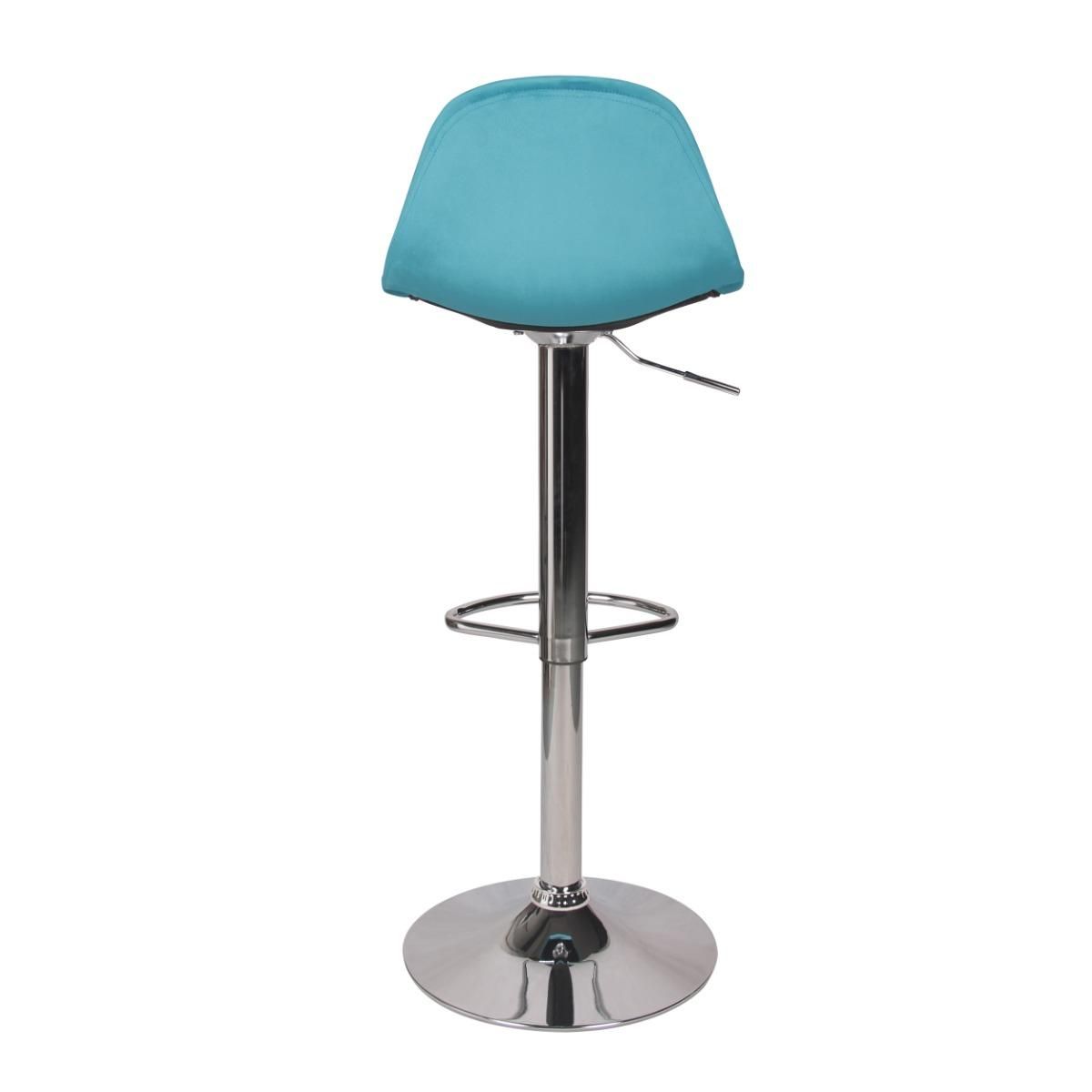 Rendez vous déco Lot de 2 chaises de bar réglables en velours bleu 60/82 cm - Pavo