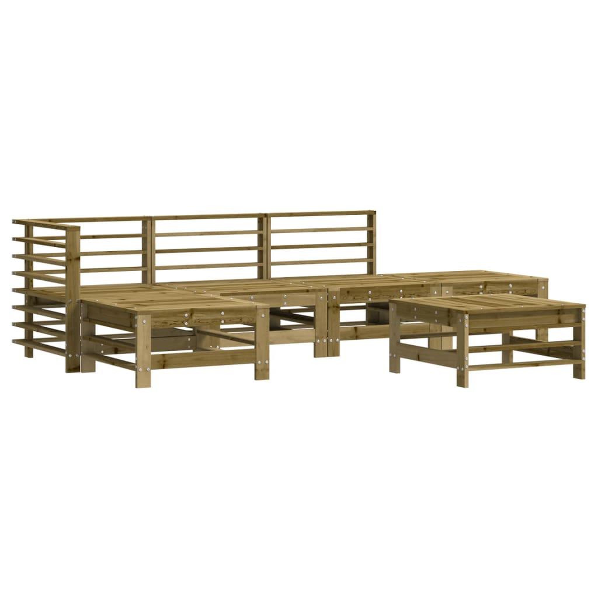 Voir la diapositive 2 : VIDAXL Salon de jardin 6 pcs bois de pin impregne