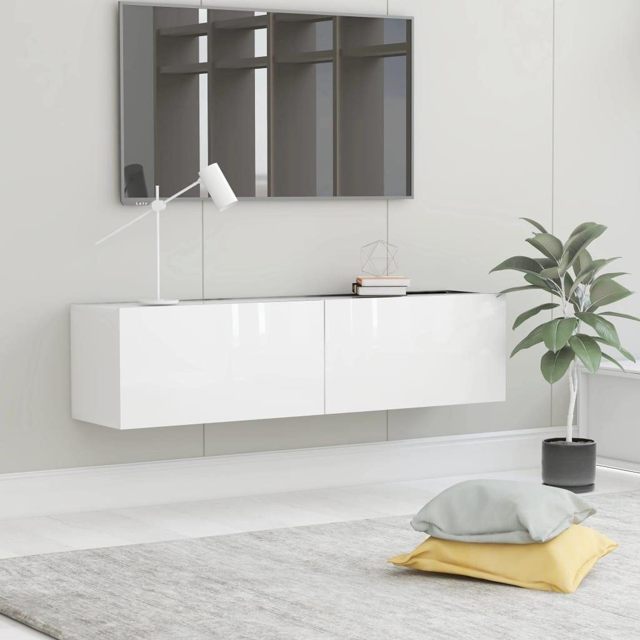 Voir la diapositive 1 : VIDAXL Meuble TV Blanc brillant 120x30x30 cm Bois d'ingenierie