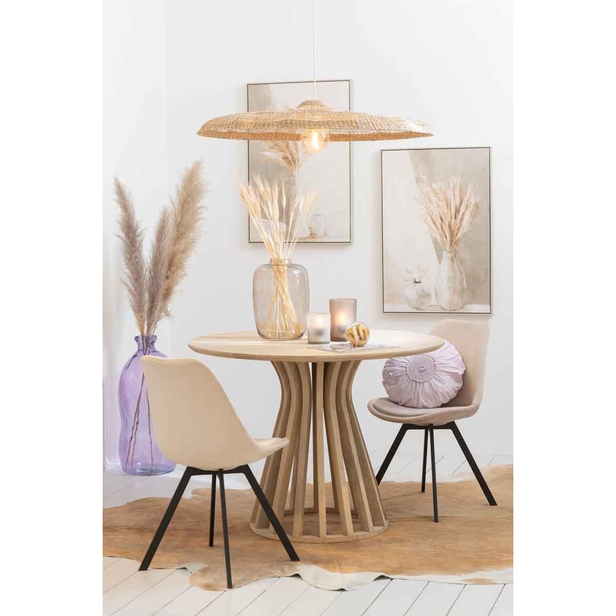 Voir la diapositive 5 : J-LINE Table de repas en bois  connie  110cm naturel