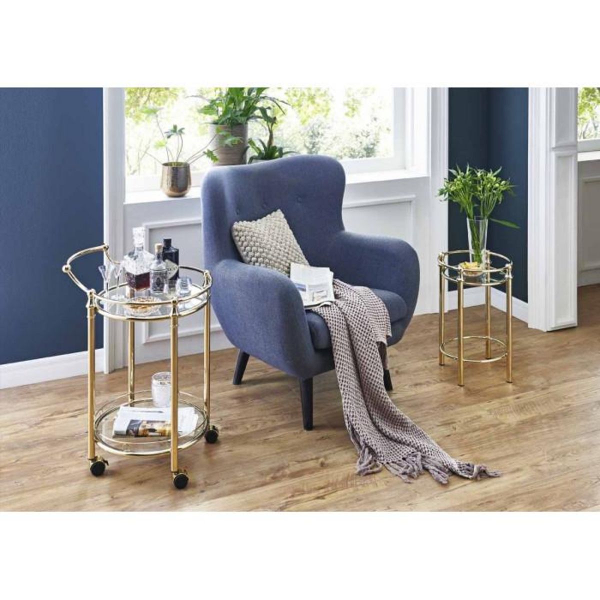 Paris Prix Desserte de Cuisine Design  Laitonné  79cm Or