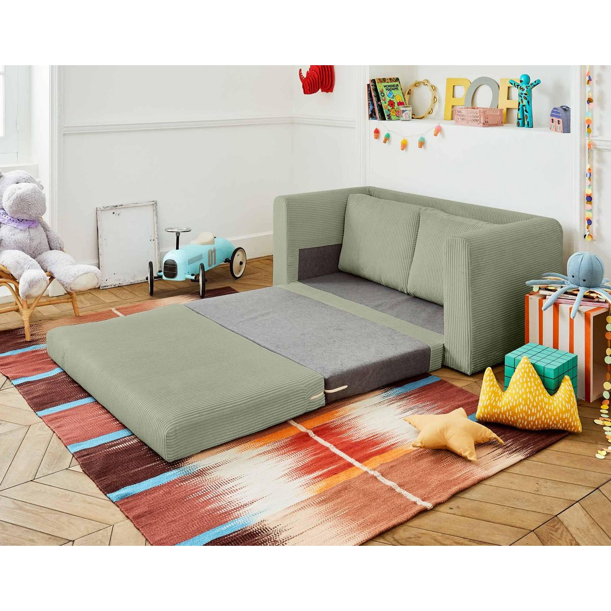 BEST MOBILIER Marilia - canapé 2 places - convertible déplimousse - en velours côtelé