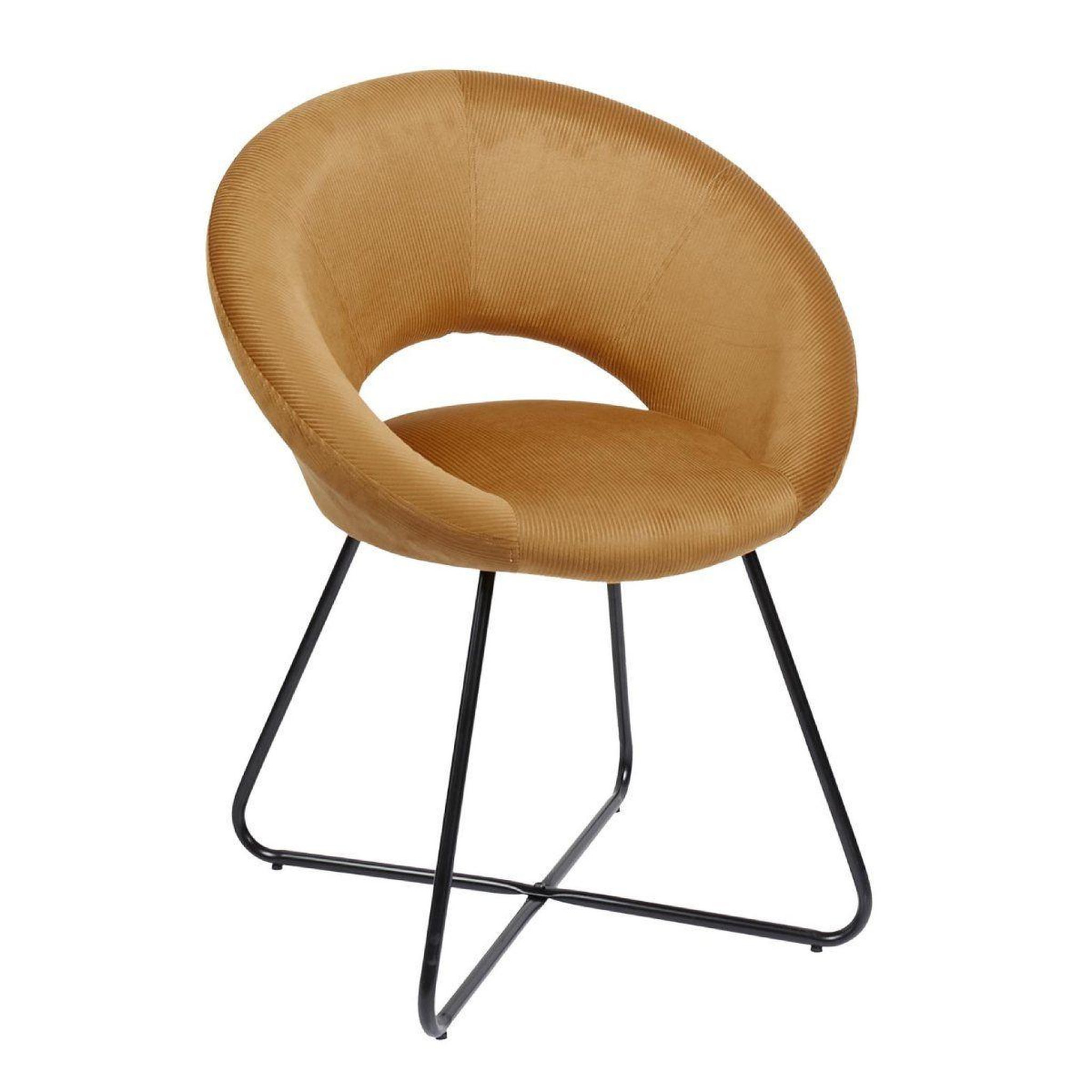 The Home Deco Factory Fauteuil design velours côtelé  giulia  84cm jaune