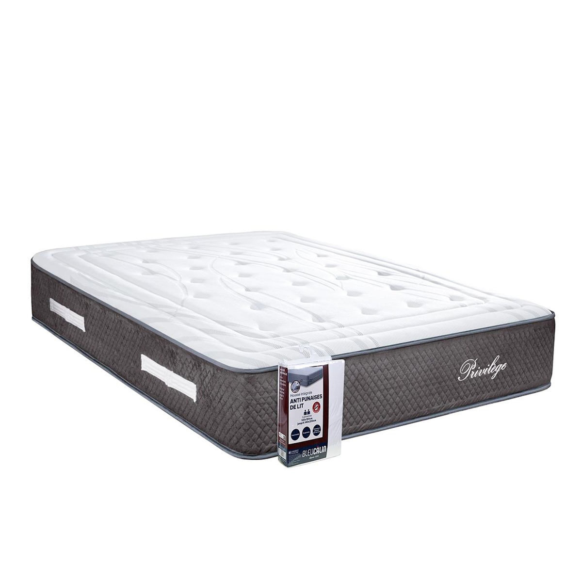 BELLECOUR BELLECOUR LITERIE | Ensemble PRIVILEGE | Matelas Ressorts ensachés + Protège matelas anti punaise