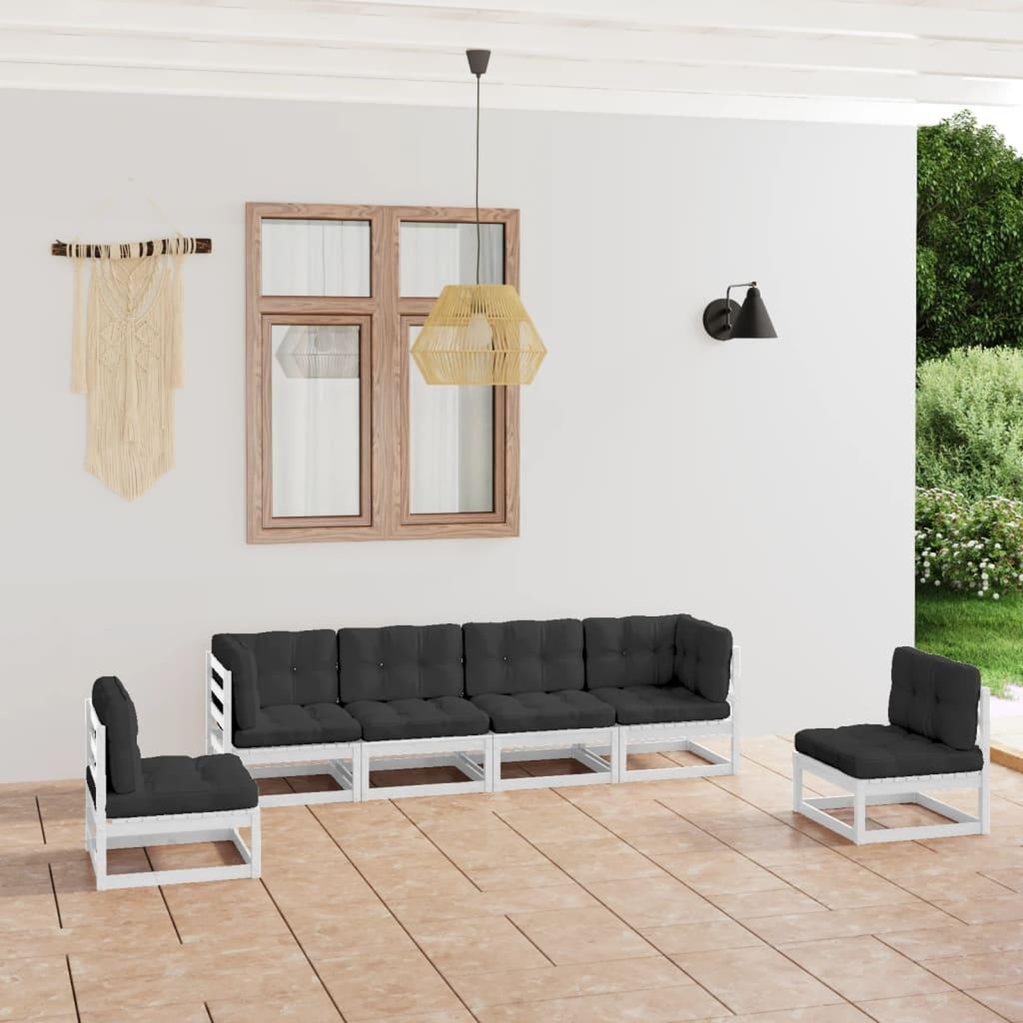Voir la diapositive 1 : VIDAXL Salon de jardin 6 pcs avec coussins Bois de pin massif