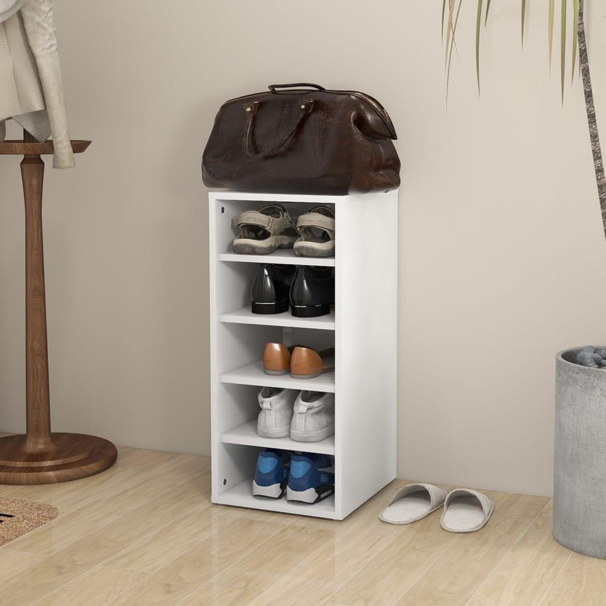 Voir la diapositive 1 : VIDAXL Armoire a chaussures Blanc 31,5x35x70 cm Bois d'ingenierie